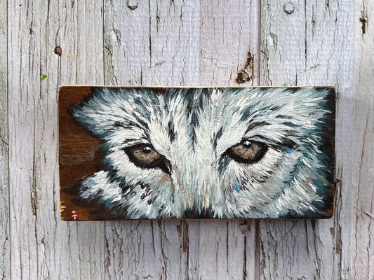 Wolf Painting on Wood, Wolf Wall Art, Wolf Art, Wolf ArtWork, Wolf Gift for Men, for Him, Wolf Father's Day Gift, Wolf Lover Gift (11x5.5)