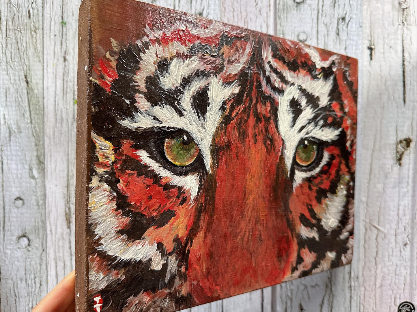 Tiger painting on Wood, Tiger art, Tiger artwork, Wild animal painting, Gift for Him, Hunter cabin decor, Animal painting, Wild animal art