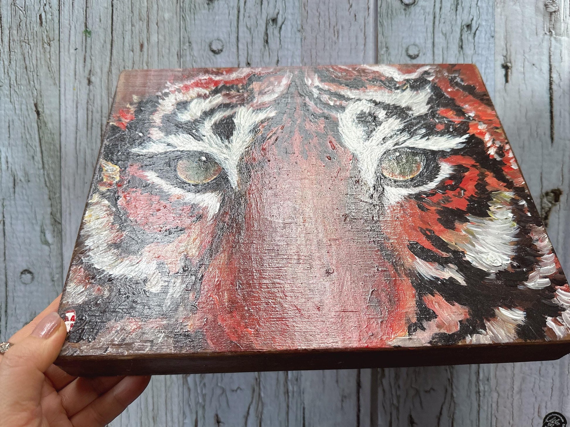 Tiger painting on Wood, Tiger art, Tiger artwork, Wild animal painting, Gift for Him, Hunter cabin decor, Animal painting, Wild animal art
