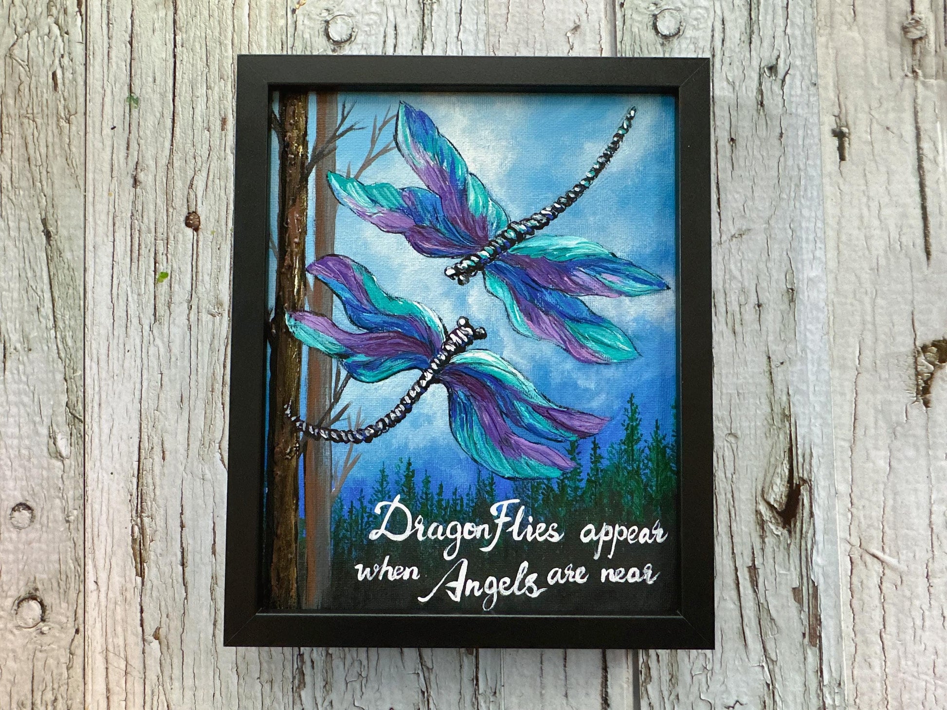 Dragonfly Acrylic Painting: Sympathy Gift, Remembrance Wall Art
