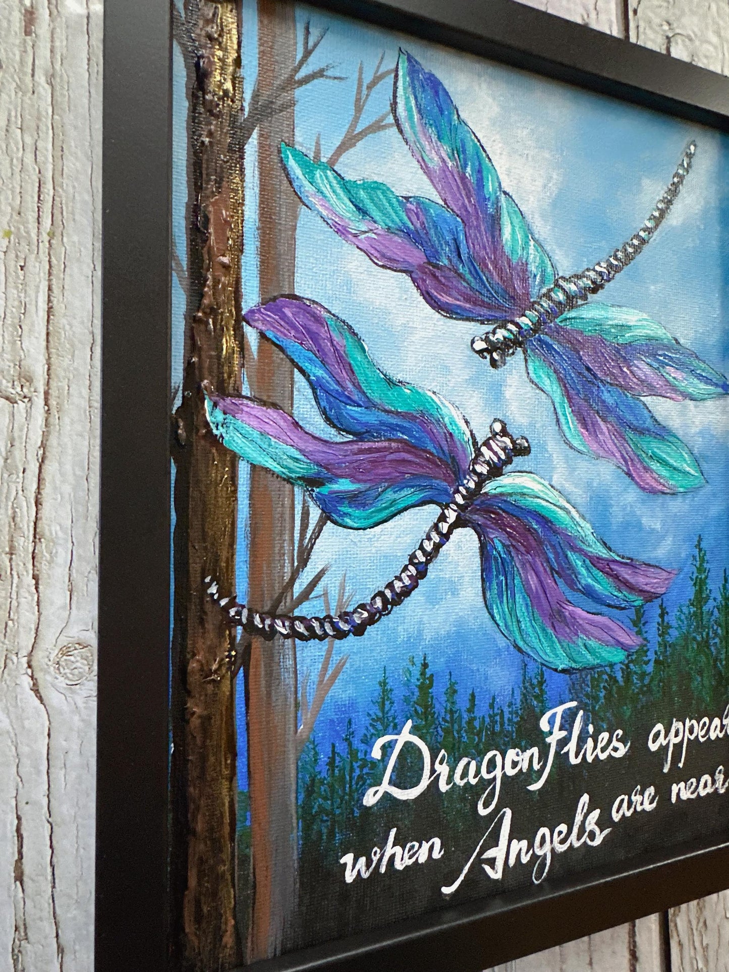 Dragonfly Acrylic Painting: Sympathy Gift, Remembrance Wall Art