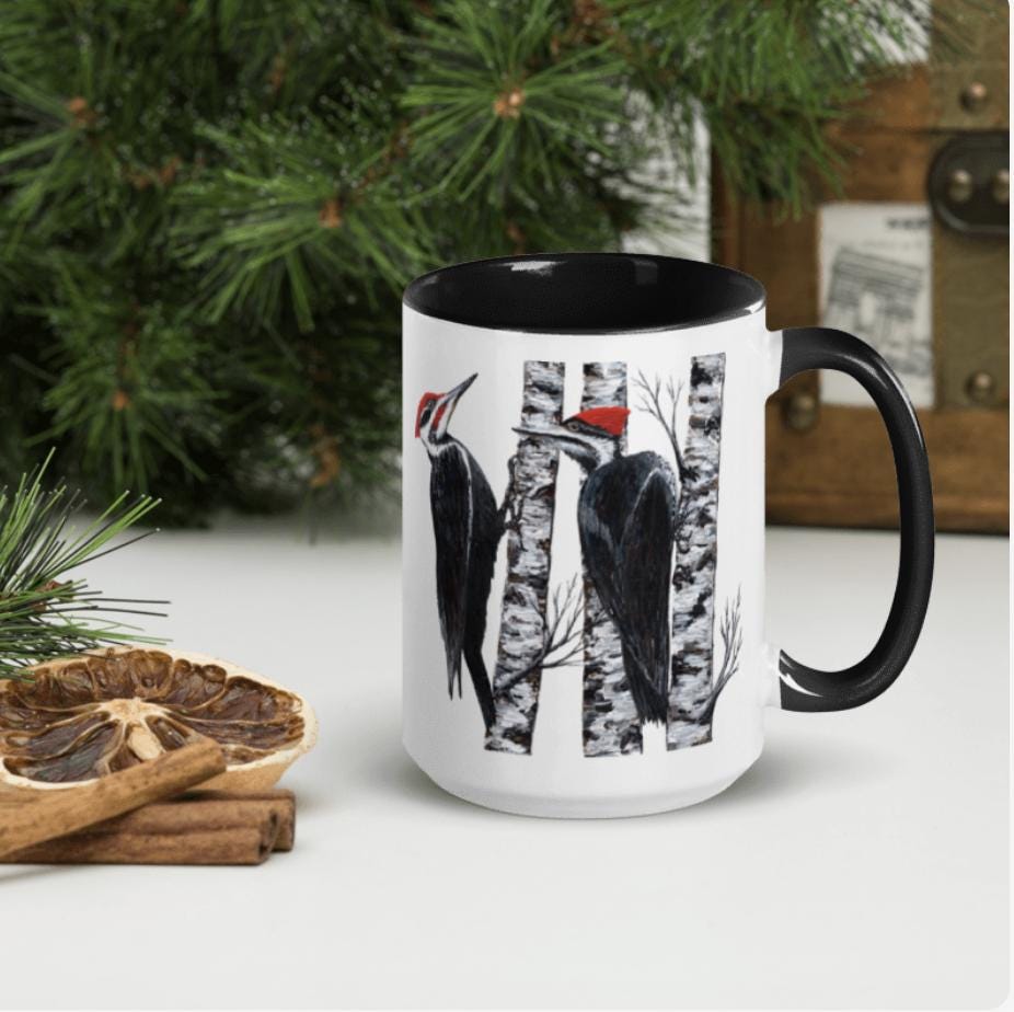 Personalized Pileated Woodpecker Mug: Bird Lover Gift, Woodpecker Bird, Mom, Dad, Grandma, Grandpa, Boss Gift