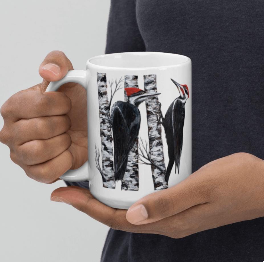 Personalized Pileated Woodpecker Mug: Bird Lover Gift, Woodpecker Bird, Mom, Dad, Grandma, Grandpa, Boss Gift