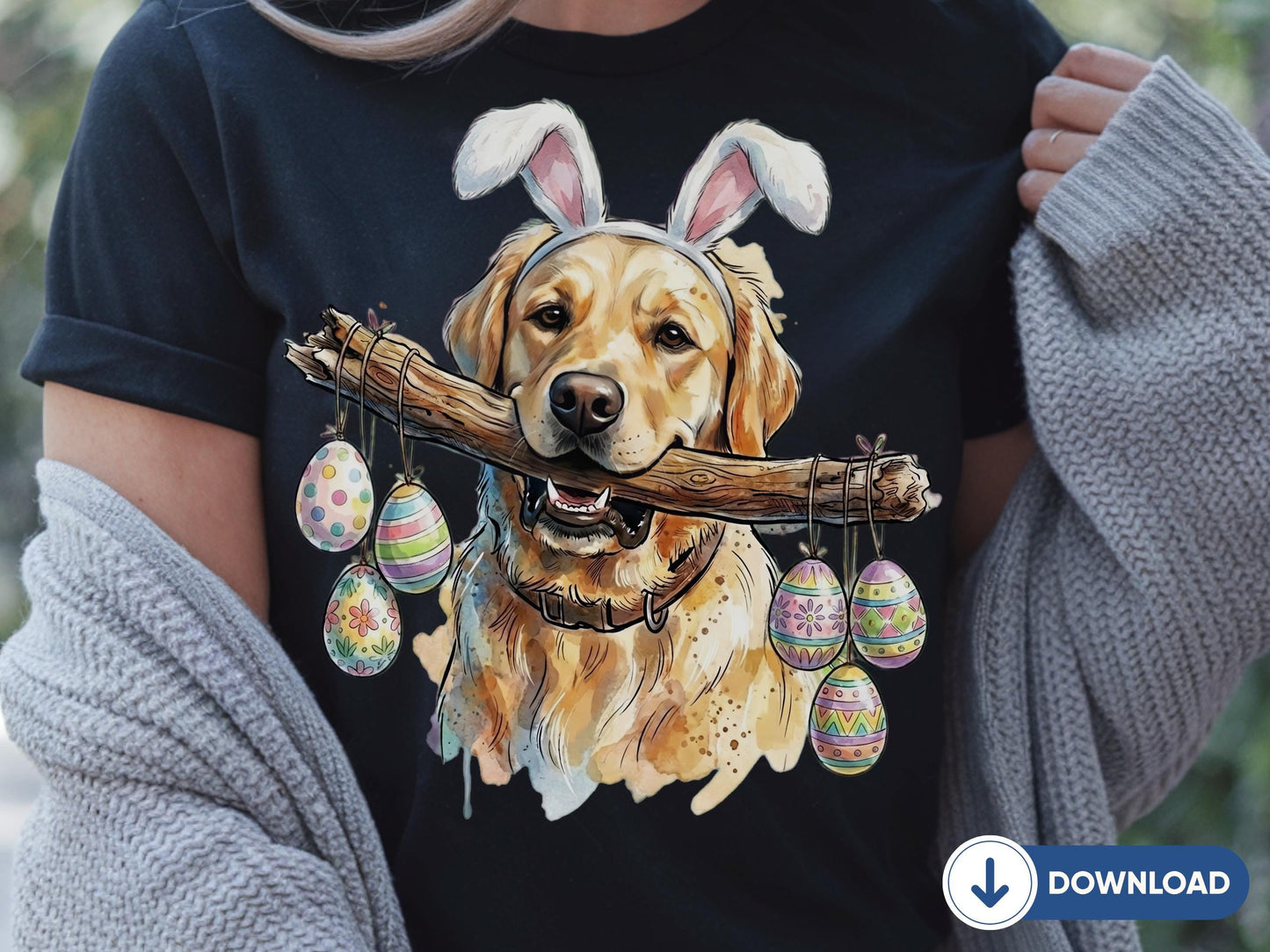Golden Retriever Easter PNG, Bunny Ears Dog, Funny Easter Dog, Dog Lover Gift, Bunny Ears Dog, Easter Egg (Digital Download)
