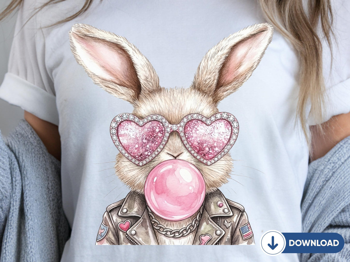 3 Easter Bunny PNG Bundle, Bubble Gum Bunny, Bunny With Sunglasses, Coquette Rabbit PNG, Happy Easter Bunny Design, Bunny Lover Gift