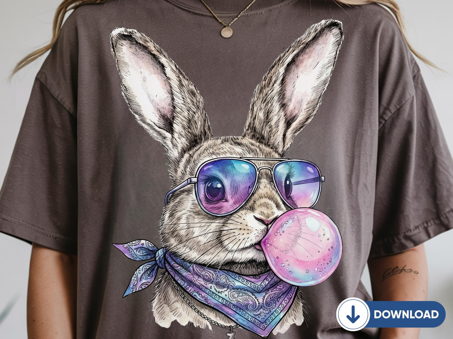 Funny Bubblegum Bunny PNG, Retro Bunny With Sunglasses, Cool Easter Bunny Face, Bunny Lover Gift, Spring Rabbit Shirt Design