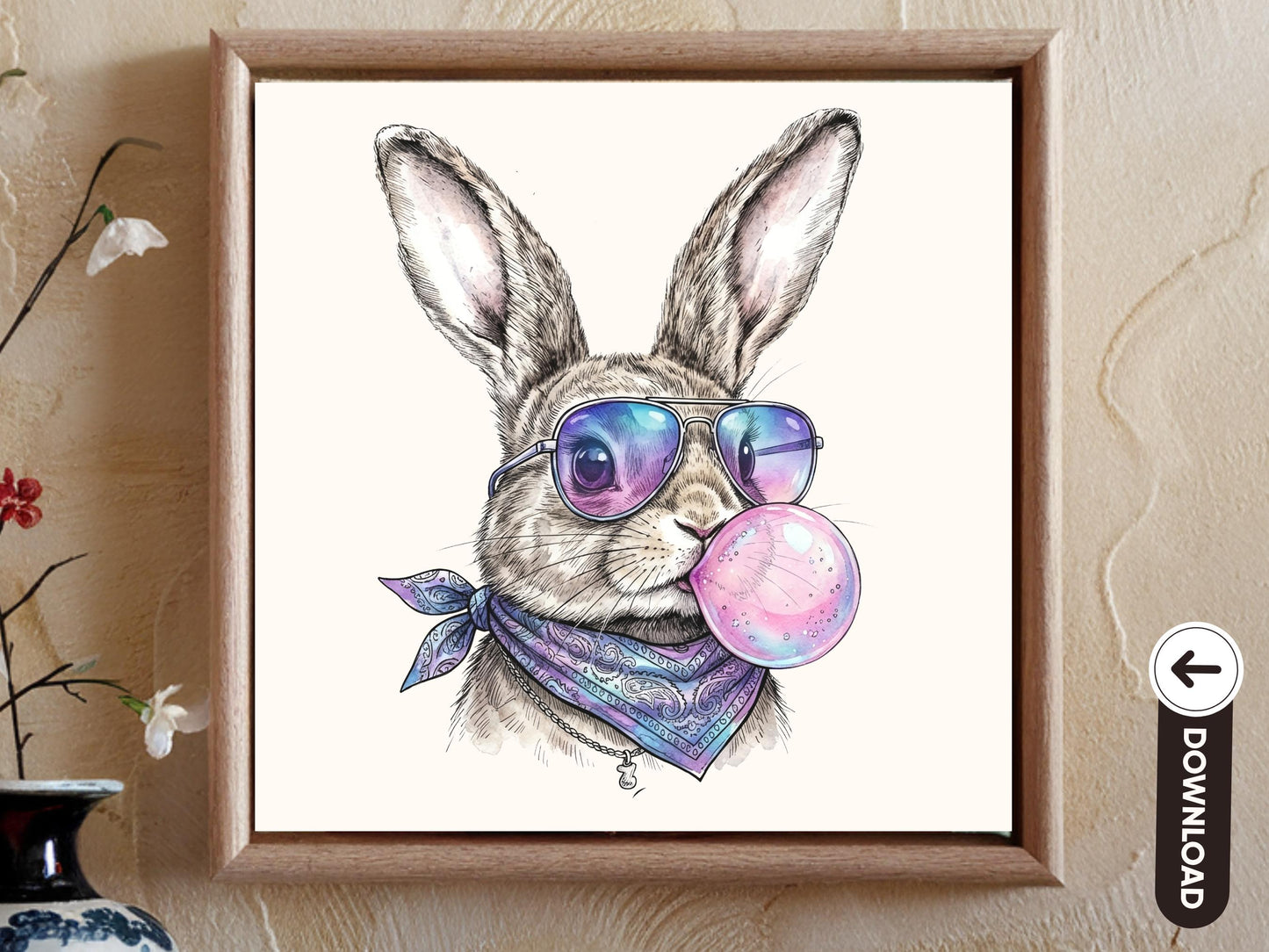 Funny Bubblegum Bunny PNG, Retro Bunny With Sunglasses, Cool Easter Bunny Face, Bunny Lover Gift, Spring Rabbit Shirt Design