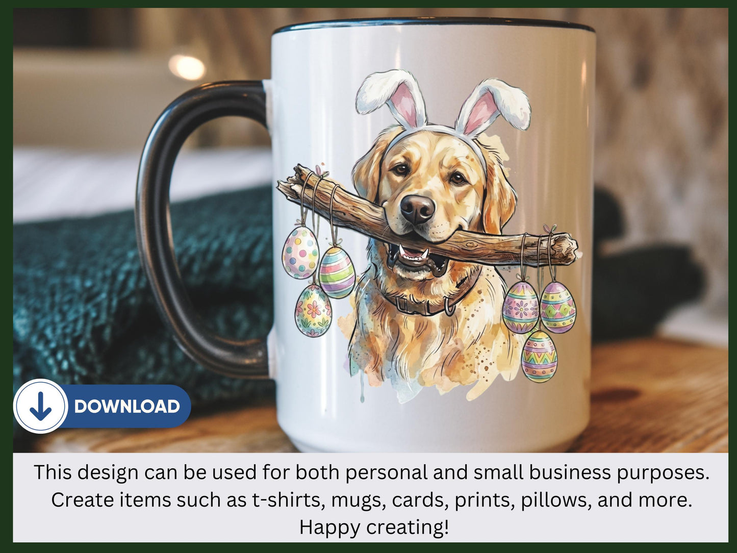 Golden Retriever Easter PNG, Bunny Ears Dog, Funny Easter Dog, Dog Lover Gift, Bunny Ears Dog, Easter Egg (Digital Download)