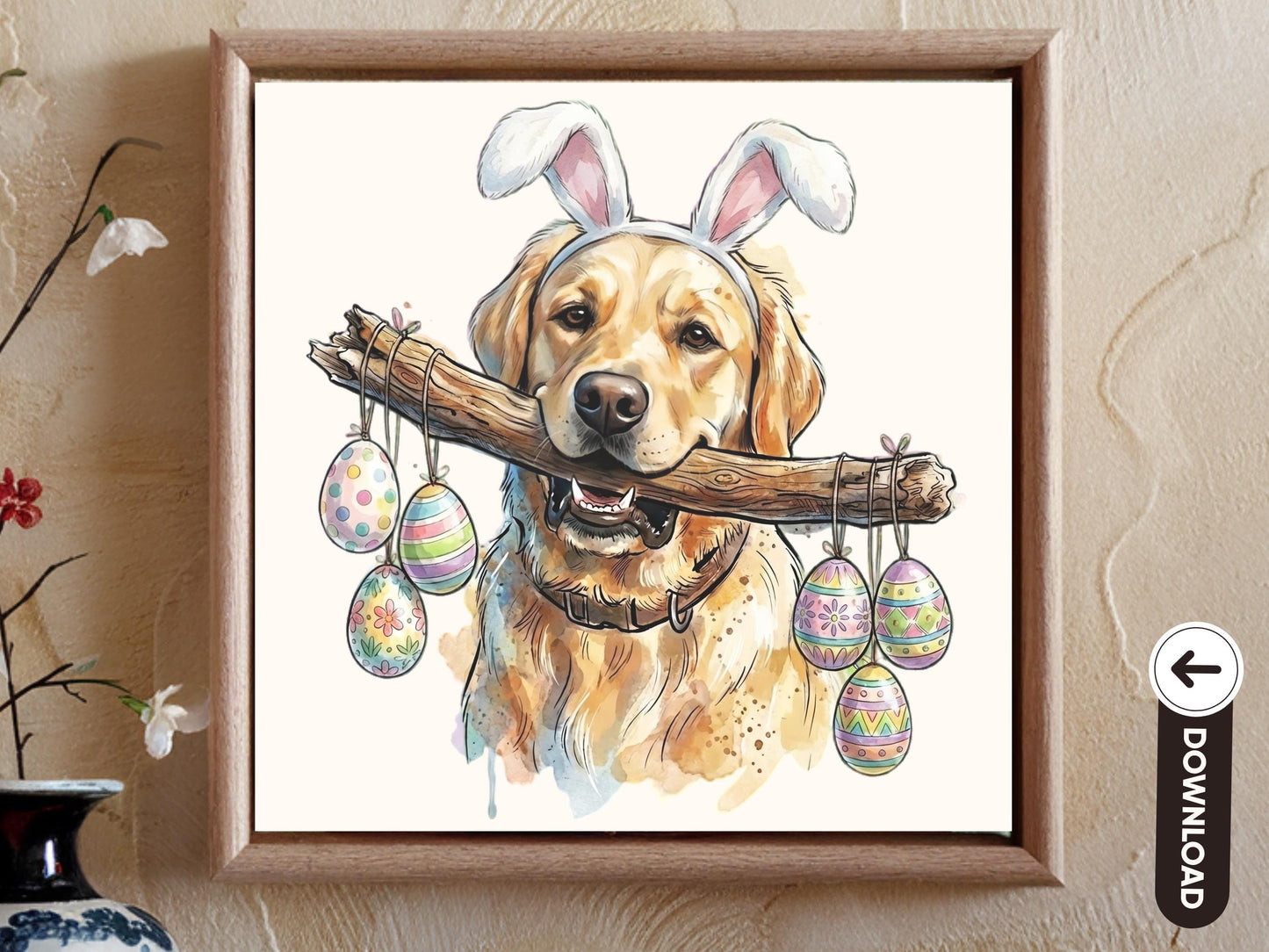 Golden Retriever Easter PNG, Bunny Ears Dog, Funny Easter Dog, Dog Lover Gift, Bunny Ears Dog, Easter Egg (Digital Download)