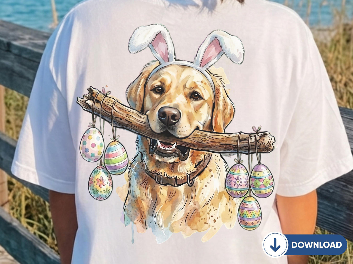 Golden Retriever Easter PNG, Bunny Ears Dog, Funny Easter Dog, Dog Lover Gift, Bunny Ears Dog, Easter Egg (Digital Download)