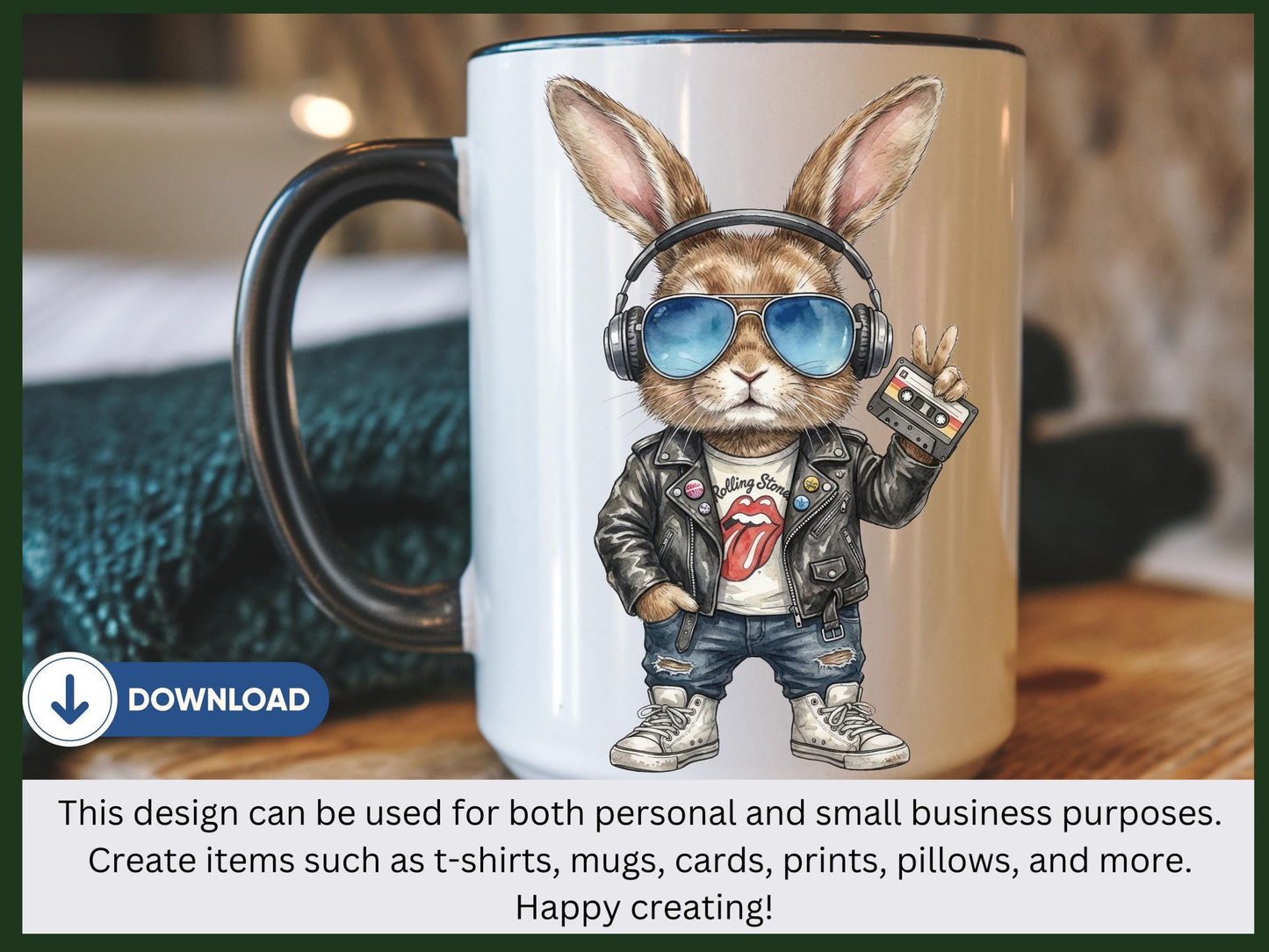 Funny Easter Bunny PNG, Retro Bunny With Headphones, Peace Sign Rabbit Shirt Design, Punk Rock Bunny Sublimation, Bunny Lover Gift