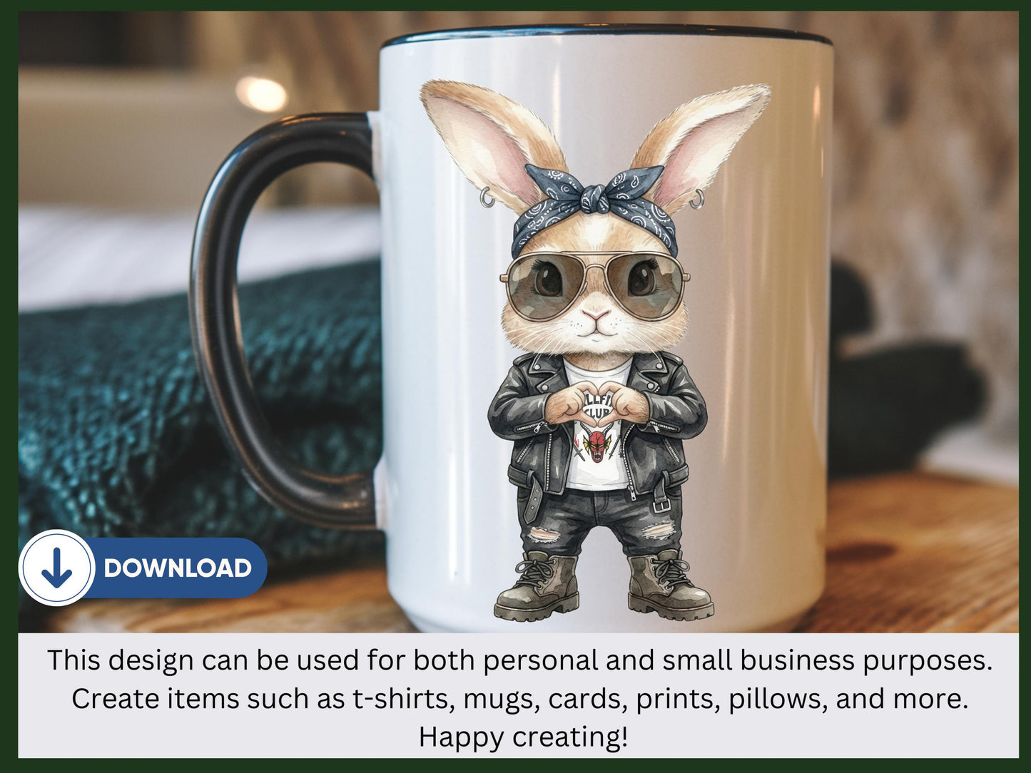 Funny Bunny PNG, Retro Bunny With Sunglasses, Heart Sign Rabbit Shirt Design, Punk Rock Bunny Sublimation, Bunny Lover Gift Download