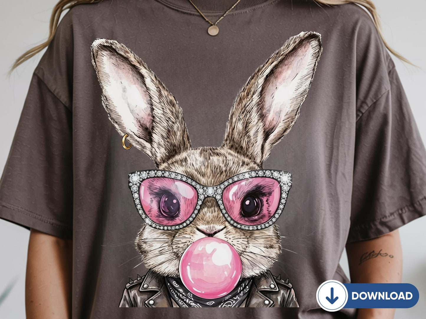 3 Easter Bunny PNG Bundle, Bubble Gum Bunny, Bunny With Sunglasses, Coquette Rabbit PNG, Happy Easter Bunny Design, Bunny Lover Gift