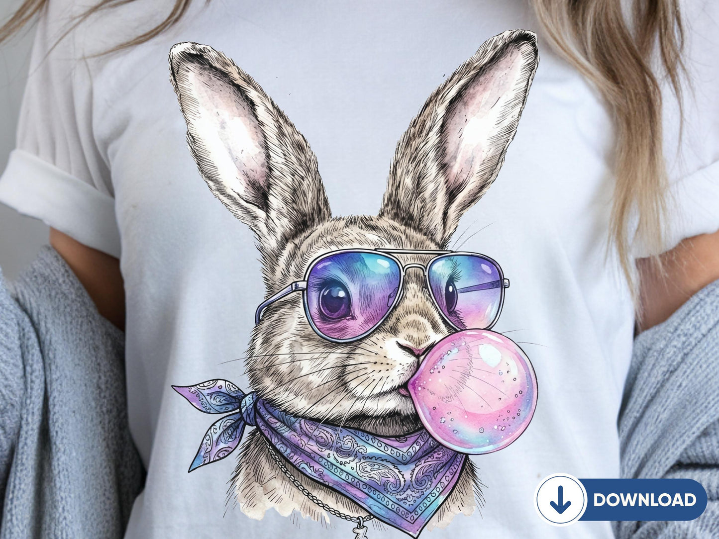 Funny Bubblegum Bunny PNG, Retro Bunny With Sunglasses, Cool Easter Bunny Face, Bunny Lover Gift, Spring Rabbit Shirt Design