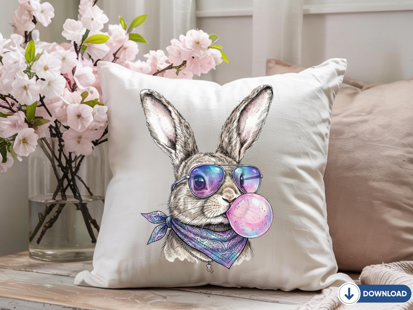 Funny Bubblegum Bunny PNG, Retro Bunny With Sunglasses, Cool Easter Bunny Face, Bunny Lover Gift, Spring Rabbit Shirt Design