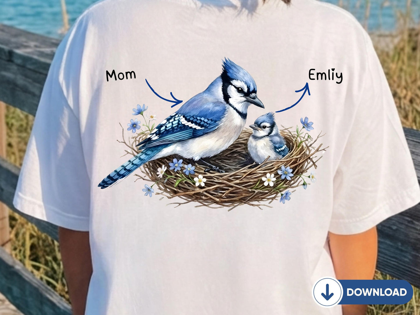 Digital Blue Jays PNG, Bluejay Mom's Nest, Bird Mom Gift, Mothers Day Bird, Blue Jay Family Shirt, Baseball Mom, Blue Jays Lover Gift