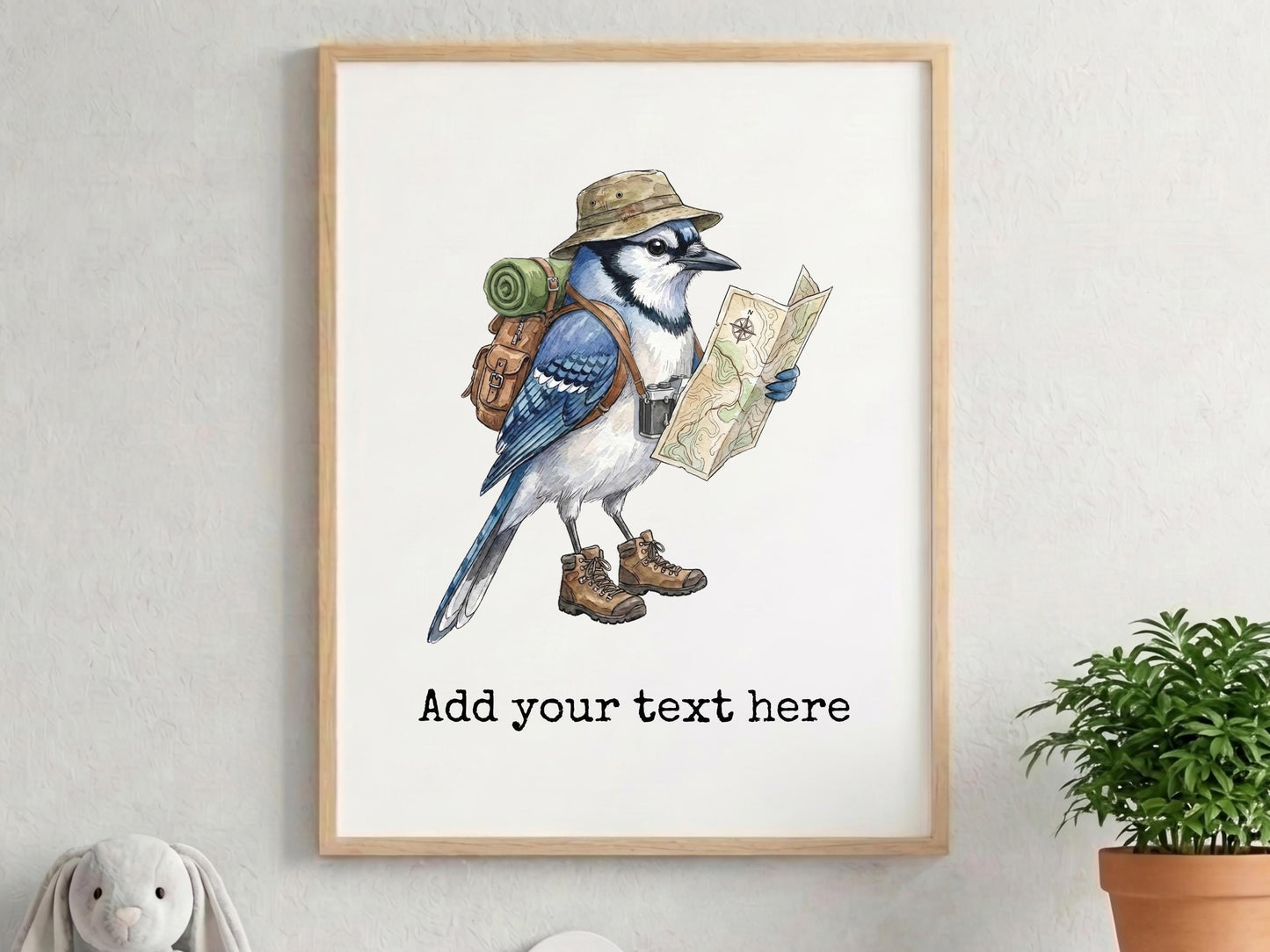 Bluejay Travel Watercolor Print, Adventure Quote Artwork