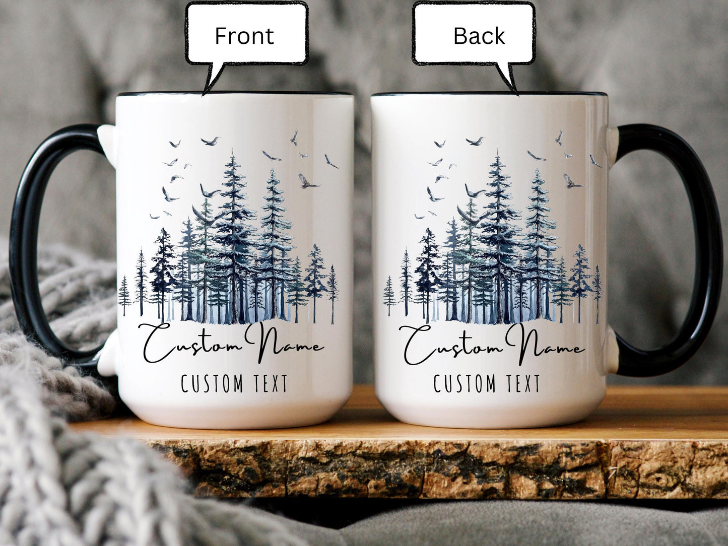 Personalized Teacher Mug, Custom Name Forest Coffee Mug, Gift for Teacher, End of Year Teacher Appreciation Gift
