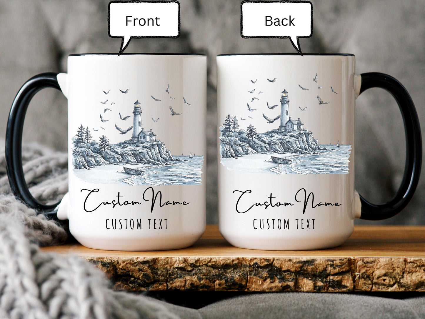 Personalized Teacher Mug, Custom Name Lighthouse Mug, Never Forget the Difference You Make, Teacher Appreciation Gift