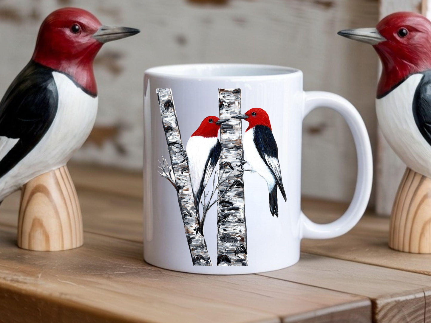 Personalized Red-Headed Woodpecker Mug, Bird Lover Gift, Woodpecker Bird, Mom, Dad, Grandma, Grandpa, Teacher, Boss Gift