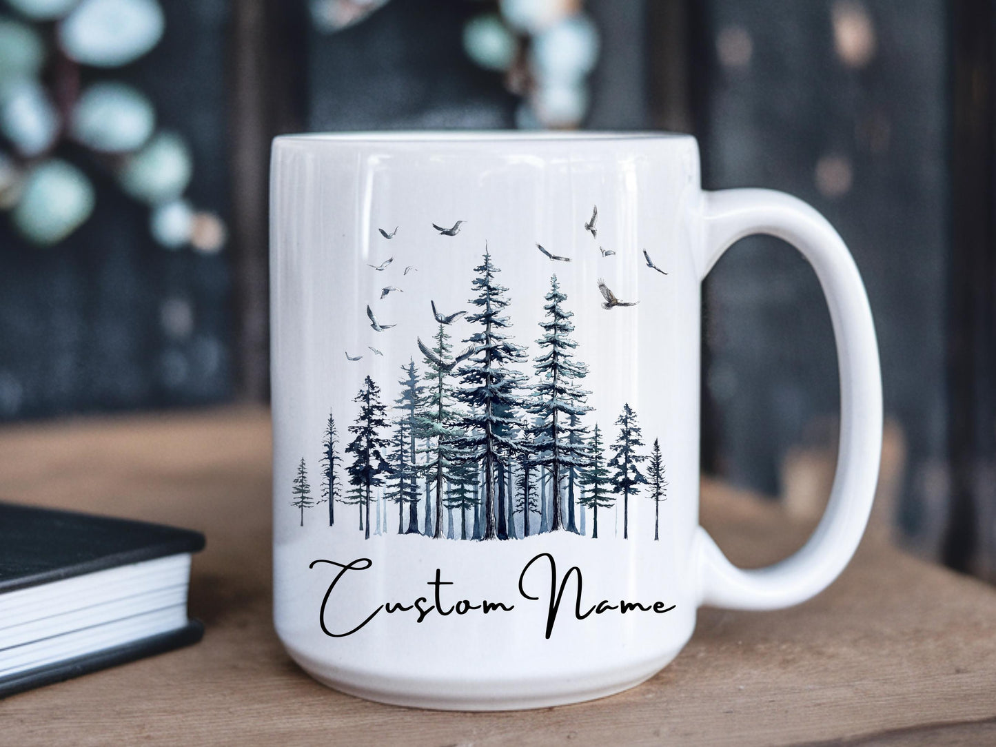 Personalized Teacher Mug, Custom Name Forest Coffee Mug, Gift for Teacher, End of Year Teacher Appreciation Gift