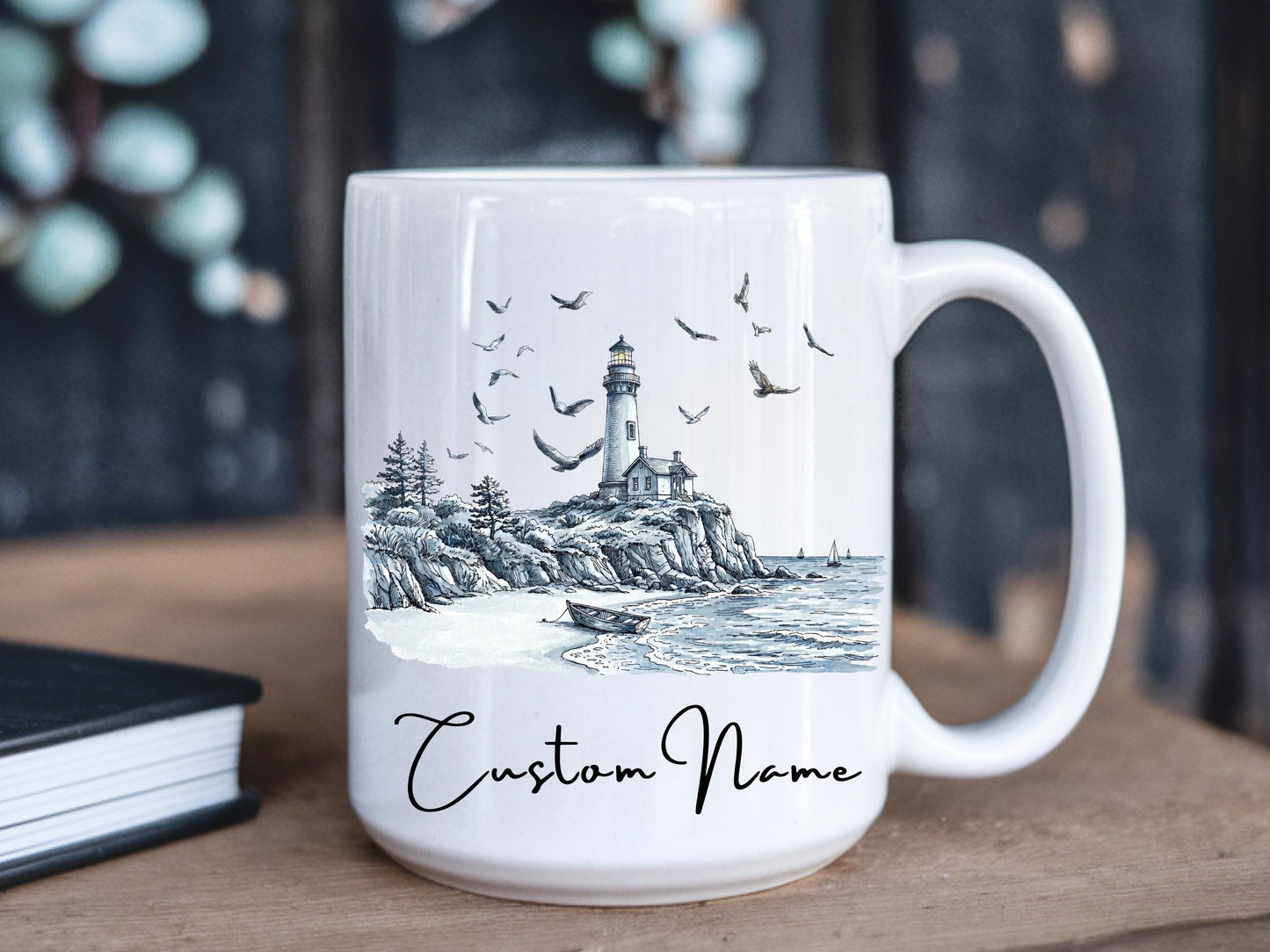 Personalized Teacher Mug, Custom Name Lighthouse Mug, Never Forget the Difference You Make, Teacher Appreciation Gift