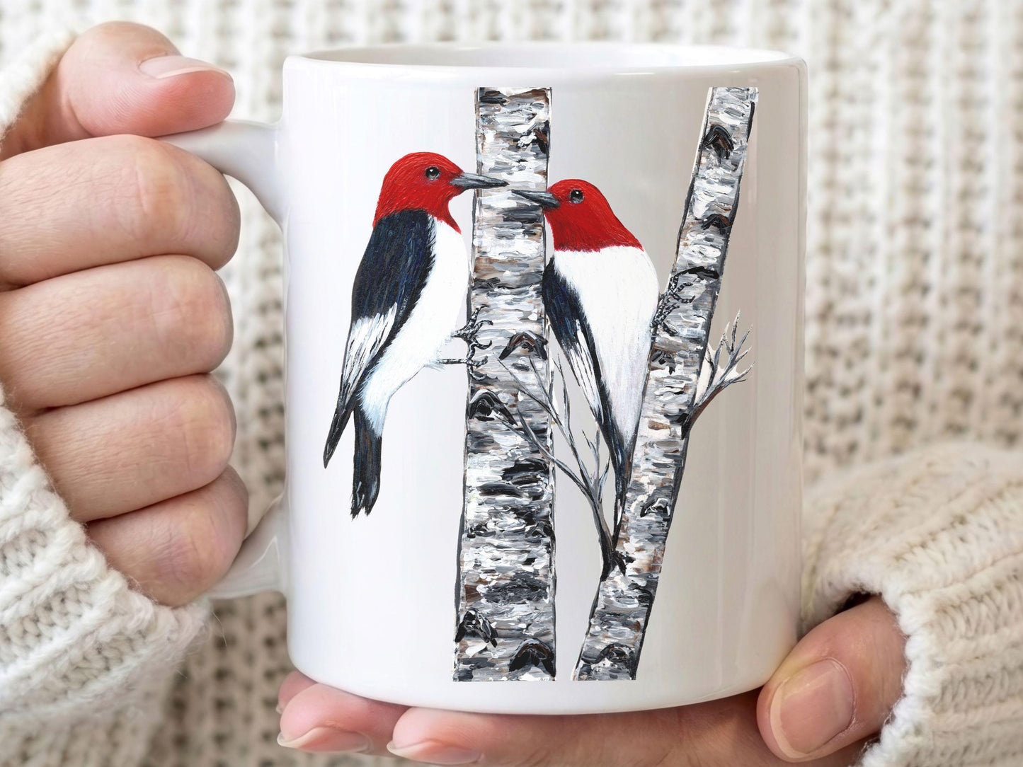 Personalized Red-Headed Woodpecker Mug, Bird Lover Gift, Woodpecker Bird, Mom, Dad, Grandma, Grandpa, Teacher, Boss Gift