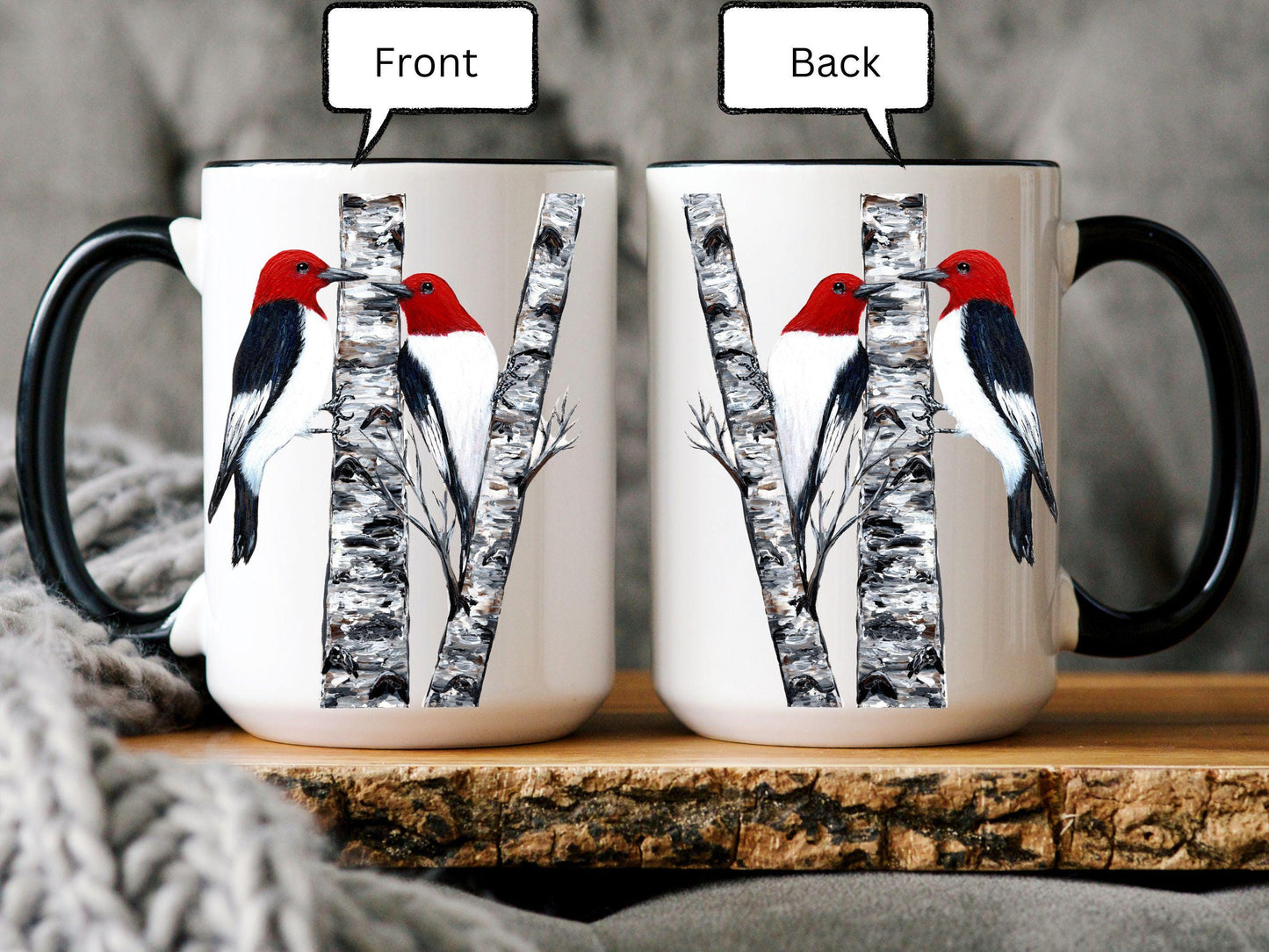 Personalized Red-Headed Woodpecker Mug, Bird Lover Gift, Woodpecker Bird, Mom, Dad, Grandma, Grandpa, Teacher, Boss Gift