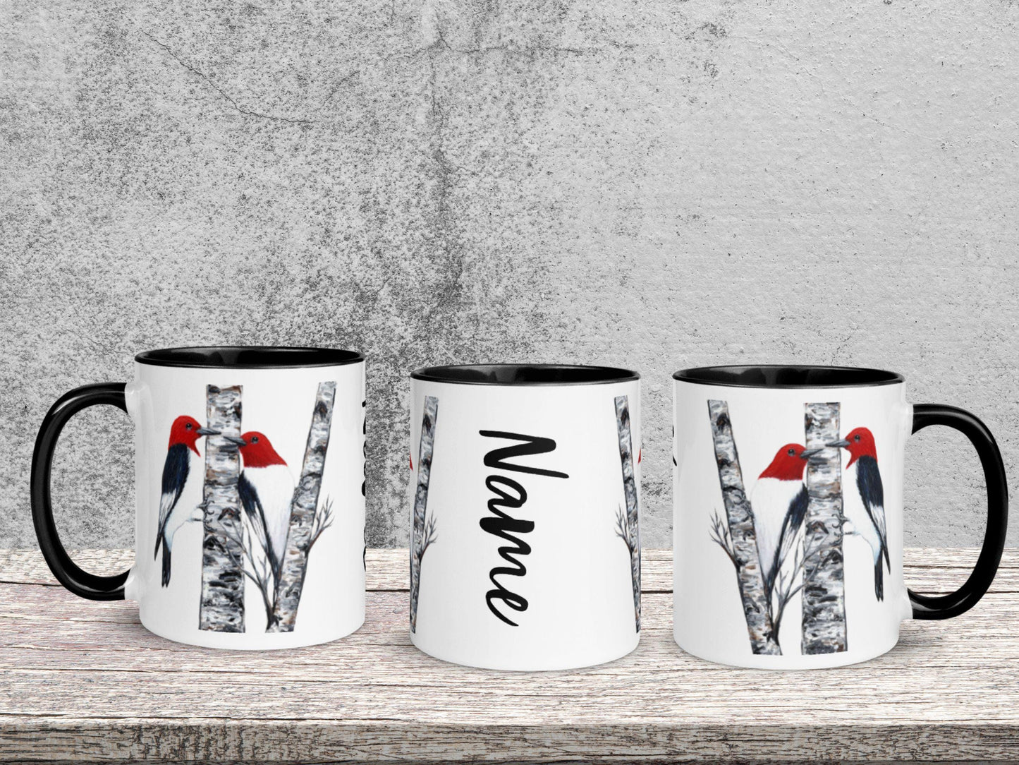 Personalized Red-Headed Woodpecker Mug, Bird Lover Gift, Woodpecker Bird, Mom, Dad, Grandma, Grandpa, Teacher, Boss Gift