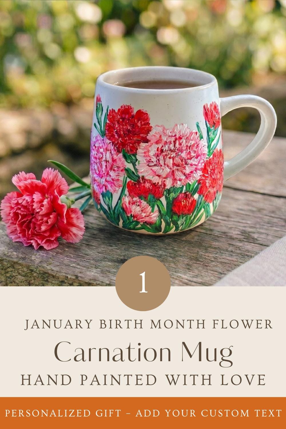Hand Painted Lily of the Valley Mug:  May Birth Flower Gift