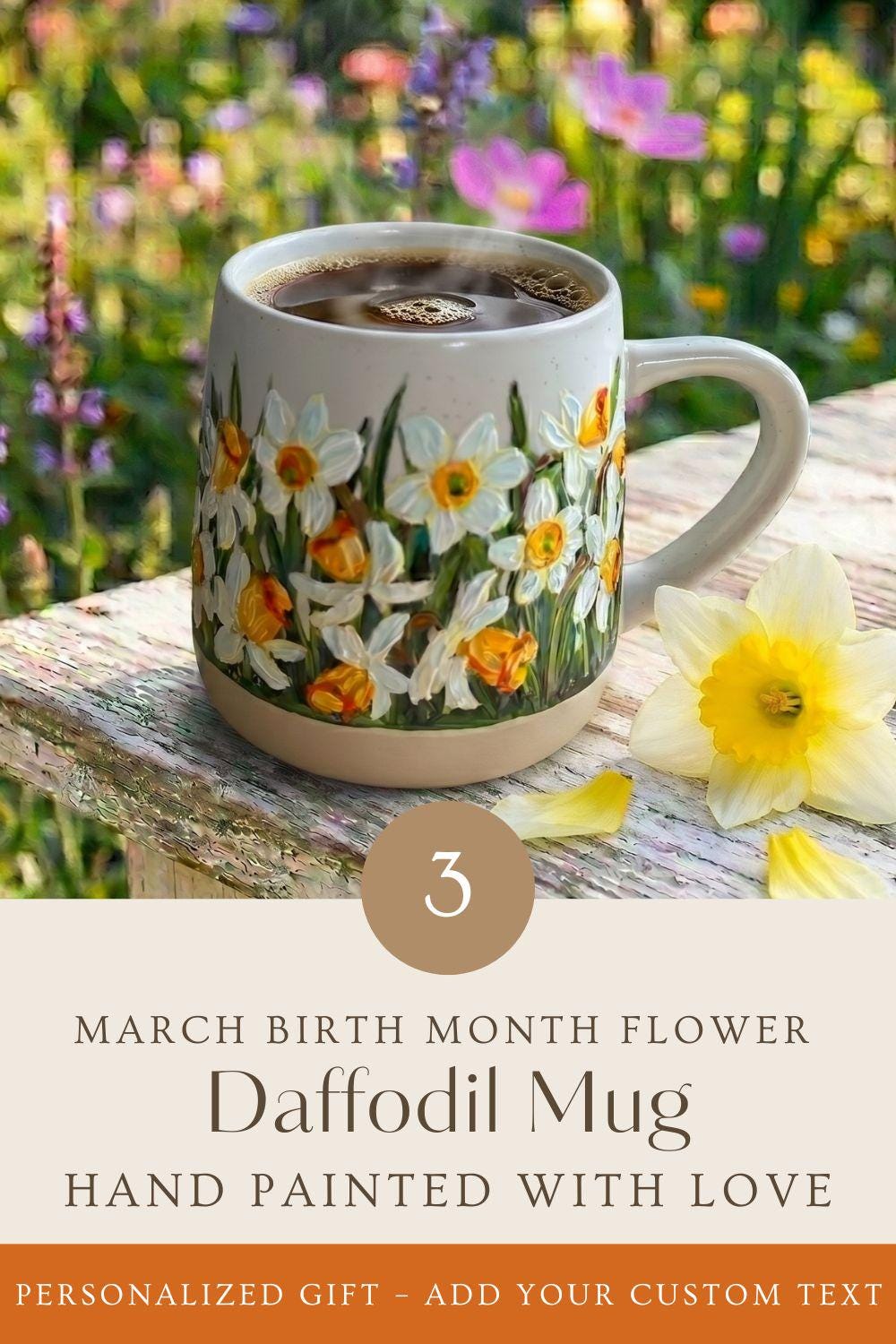 Hand Painted Lily of the Valley Mug:  May Birth Flower Gift