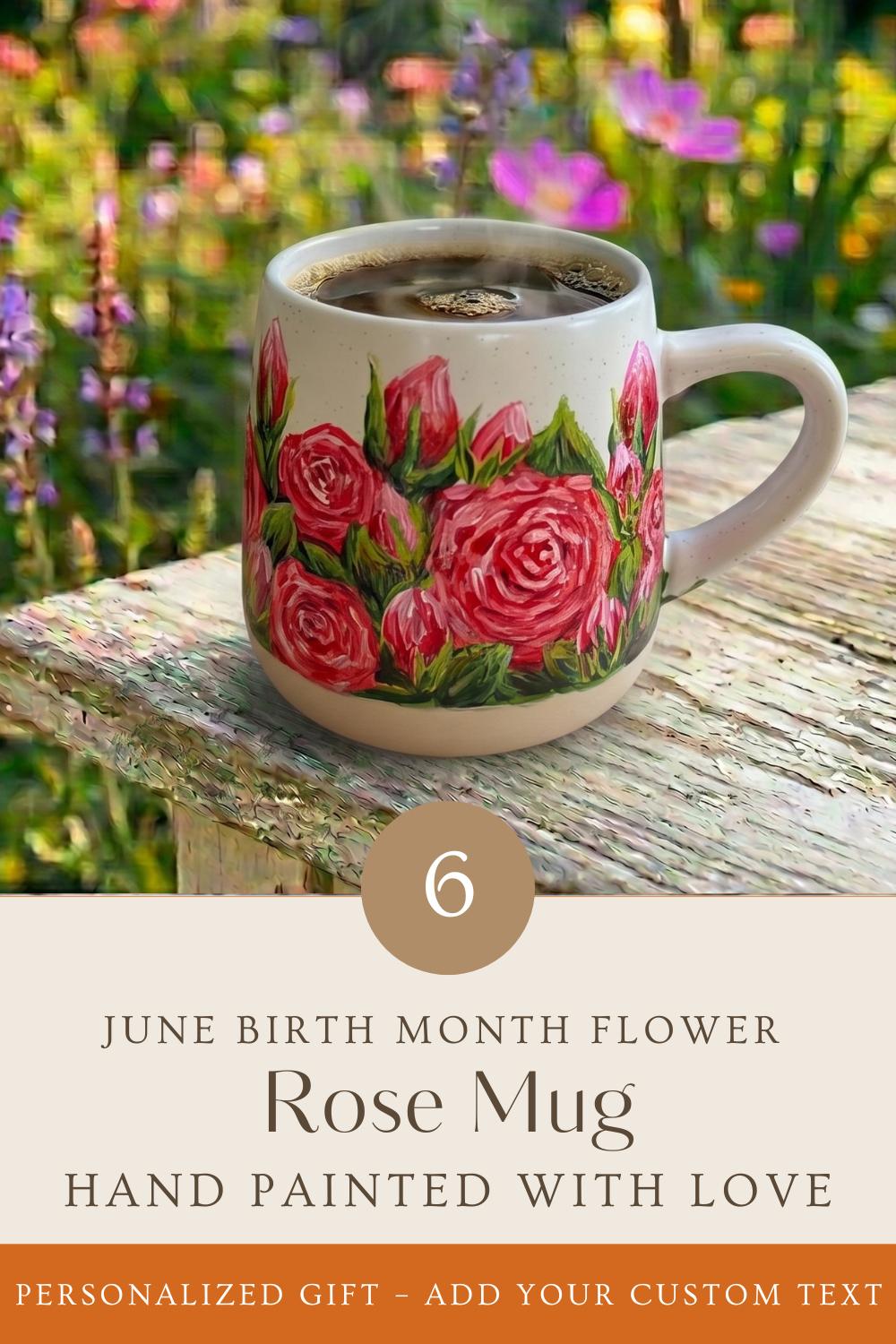 Custom Hand Painted Carnation Mug, January Birth Flower Coffee Cup, Personalized Gift for Mom