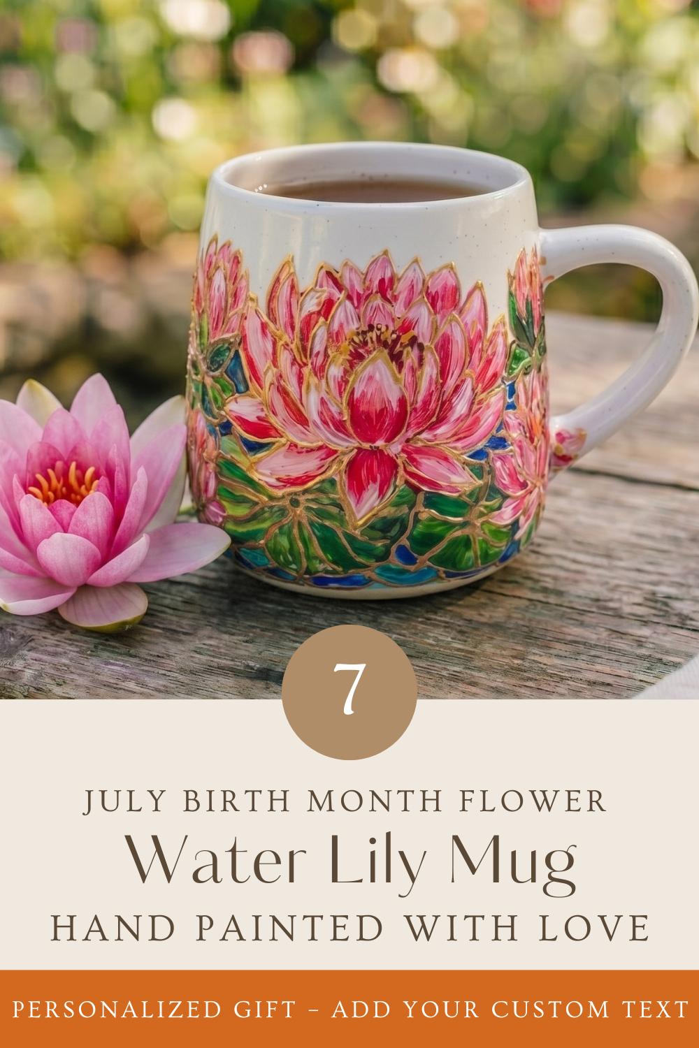 Custom Hand Painted Poppy Mug, August Birth Flower Coffee Cup, Personalized Birthday Gift for Best Friend, Mom Birthday Gift
