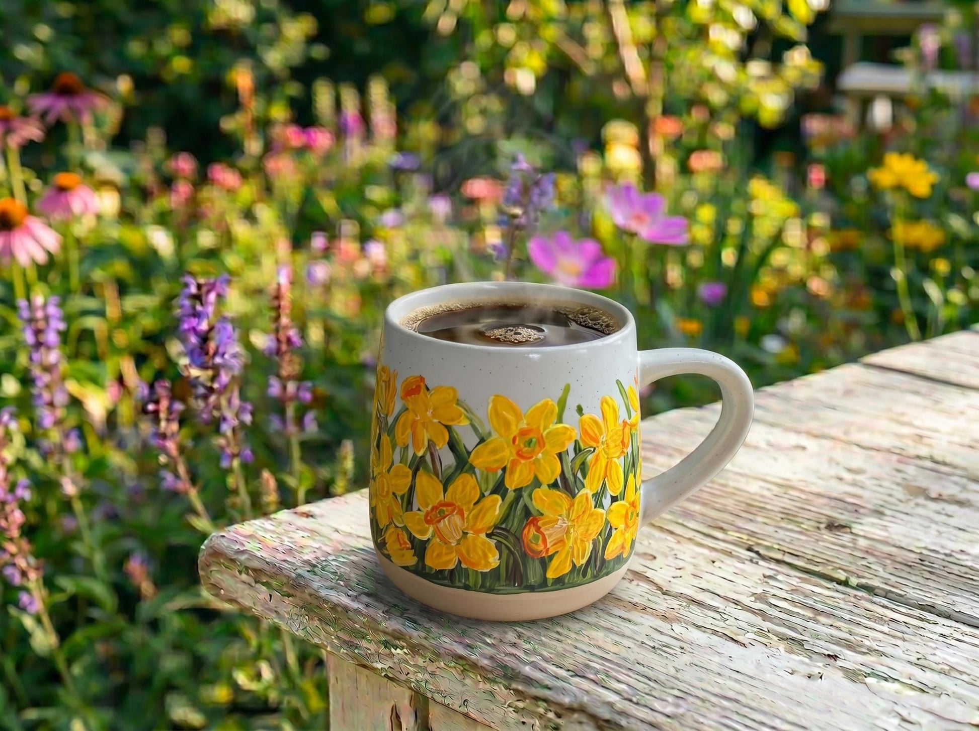 Custom Hand Painted Narcissus Mug, December Birth Flower Coffee Cup, Personalized Gift for Grandma