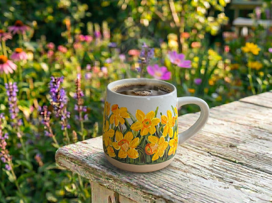 Custom Hand Painted Narcissus Mug, December Birth Flower Coffee Cup, Personalized Gift for Grandma