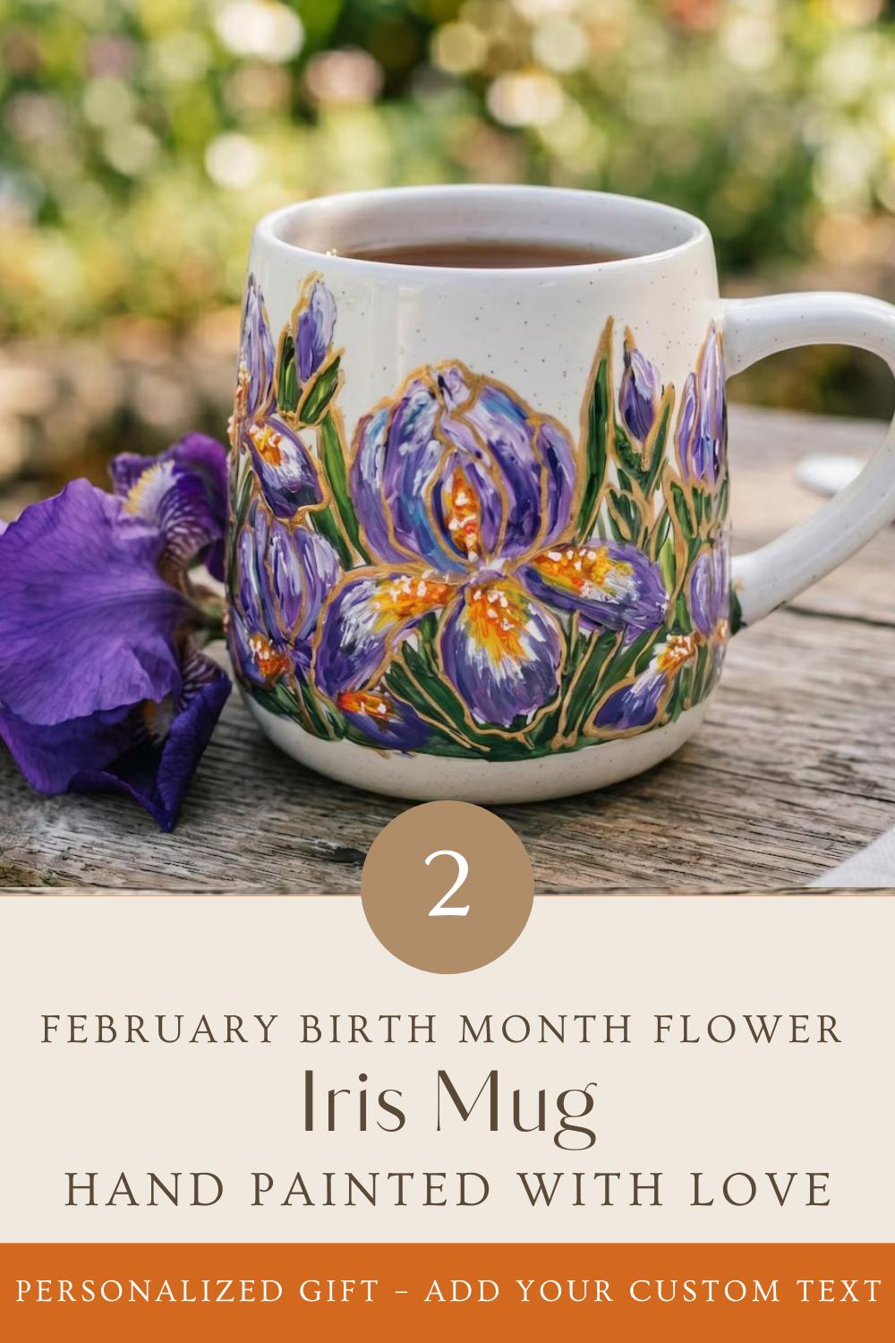 Hand-Painted Hawthorn Flower Mug: May Birth Month Gift