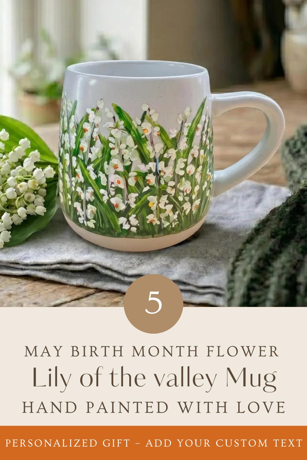 Custom Hand Painted Carnation Mug, January Birth Flower Coffee Cup, Personalized Gift for Mom