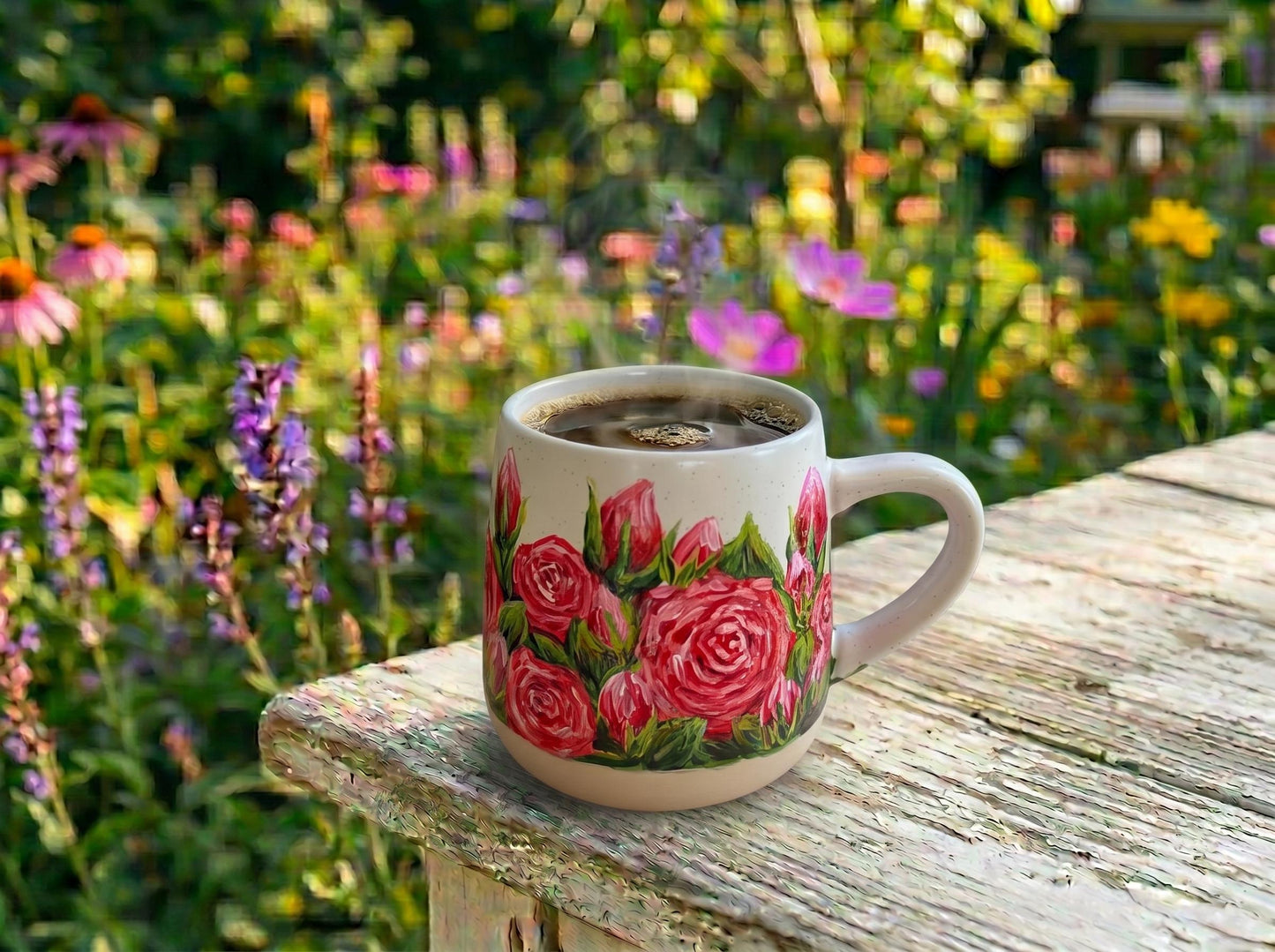 Custom Hand Painted Water Lily Mug, July Birth Flower Coffee Cup, Personalized Gift for Teacher