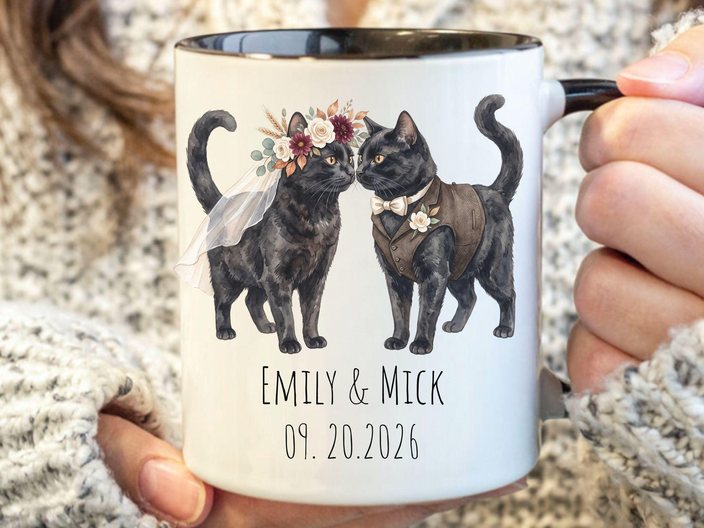Personalized Cat Couple Wedding Mug