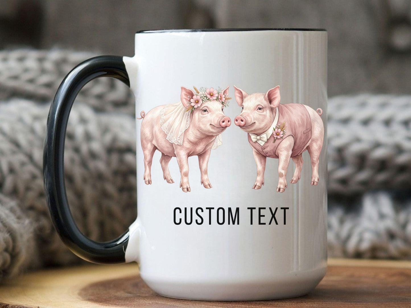 Personalized Farmhouse Pig Wedding Mug
