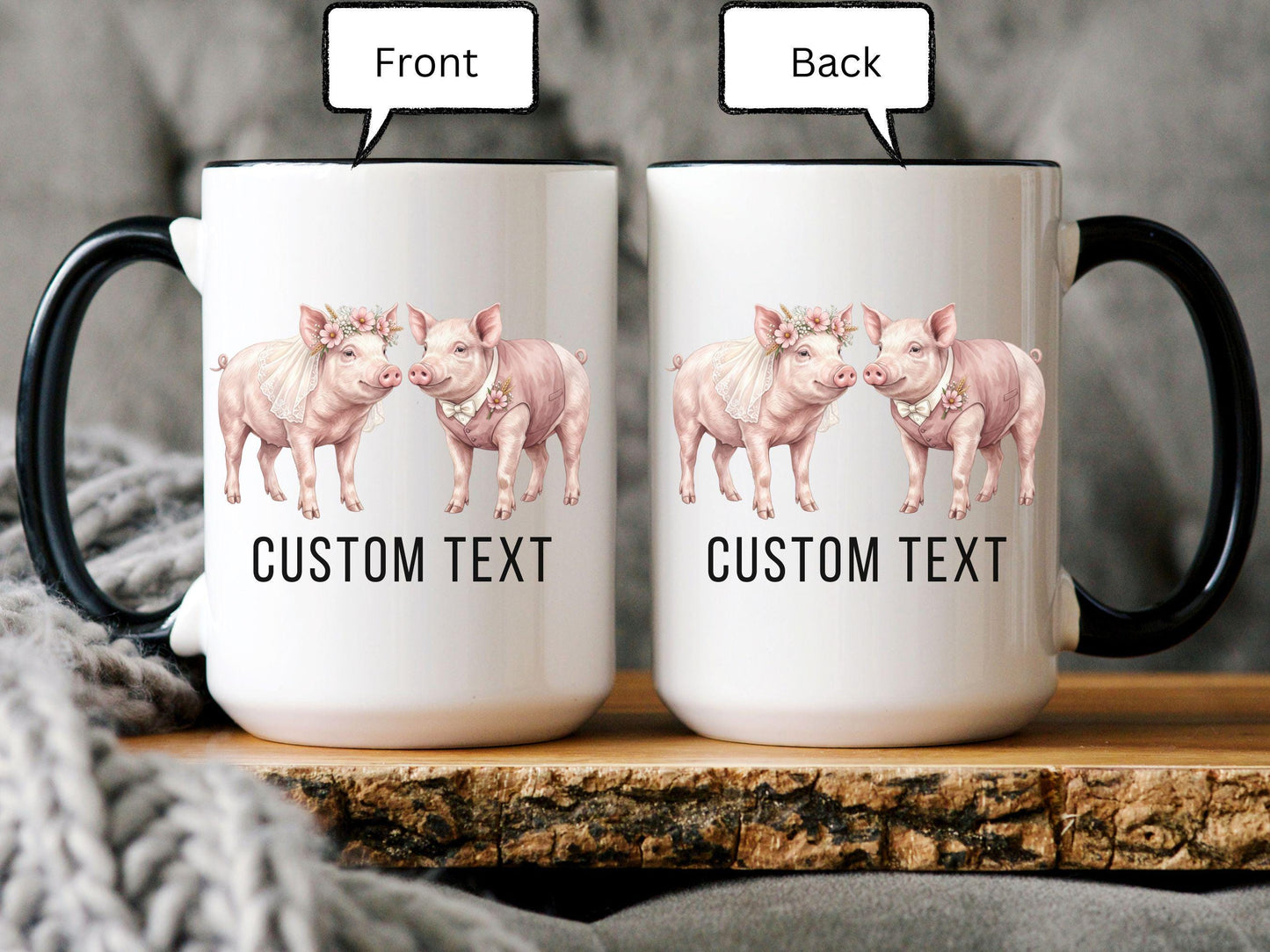 Personalized Farmhouse Pig Wedding Mug