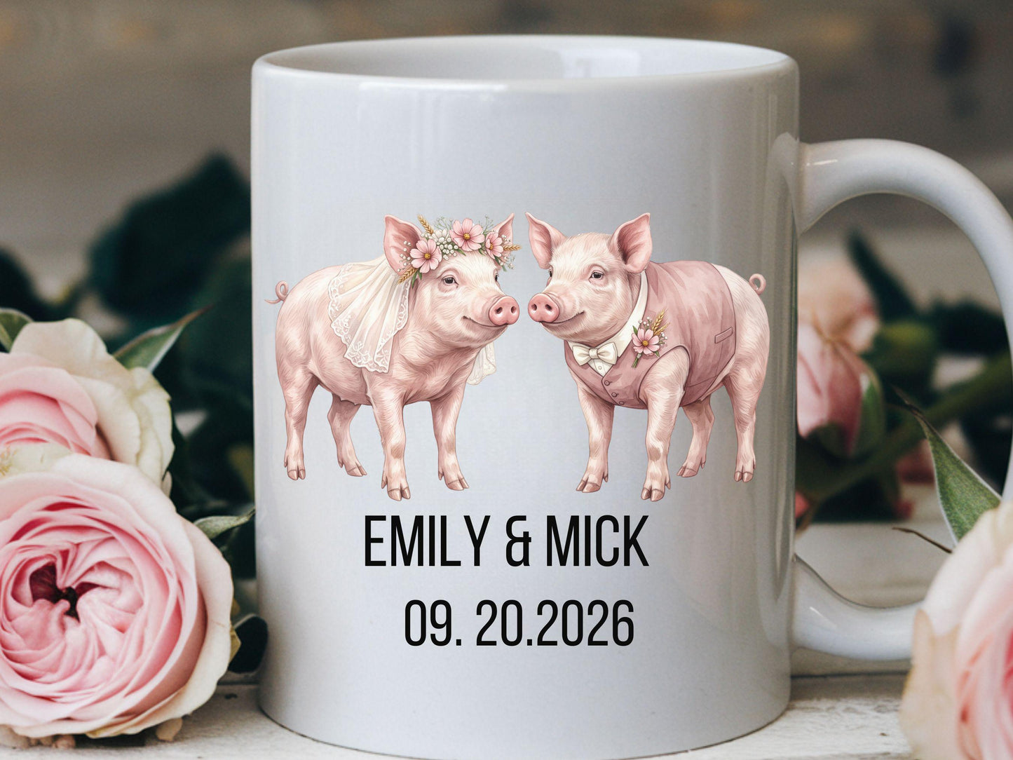 Personalized Farmhouse Pig Wedding Mug
