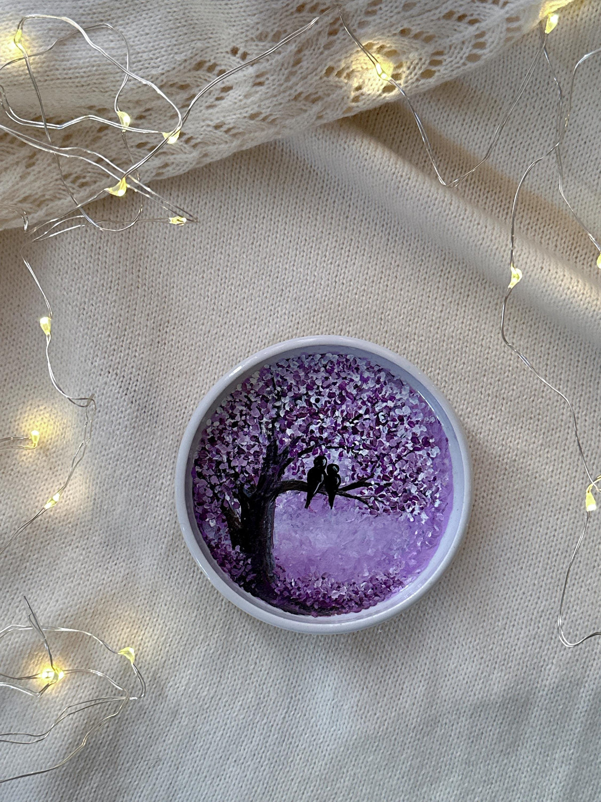 Personalized Purple Tree Ring Dish, Christmas Gift for Newlyweds