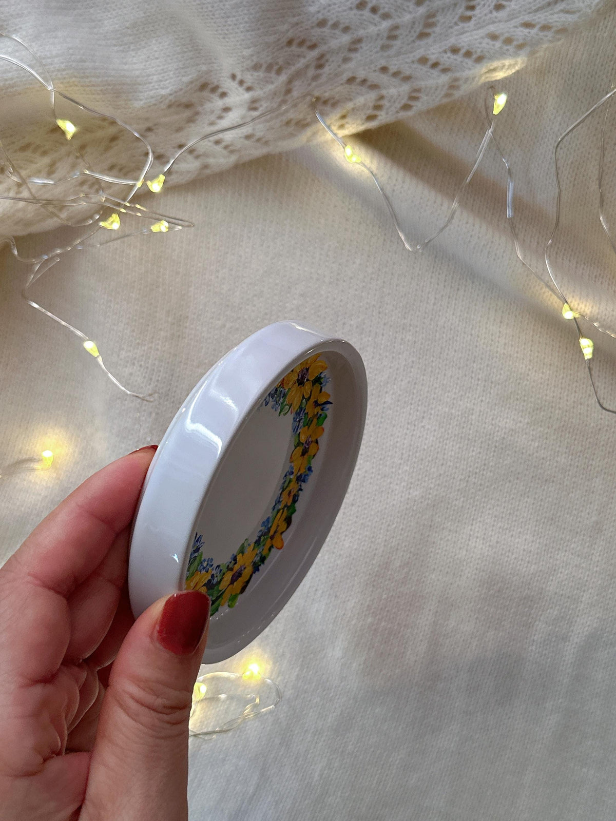Sunflower Wreath Ring Dish, Wedding Gift for Couple, Christmas Present