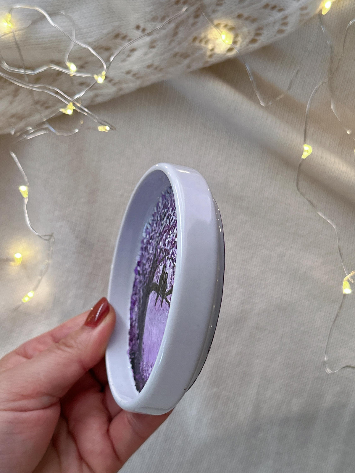 Personalized Purple Tree Ring Dish, Christmas Gift for Newlyweds