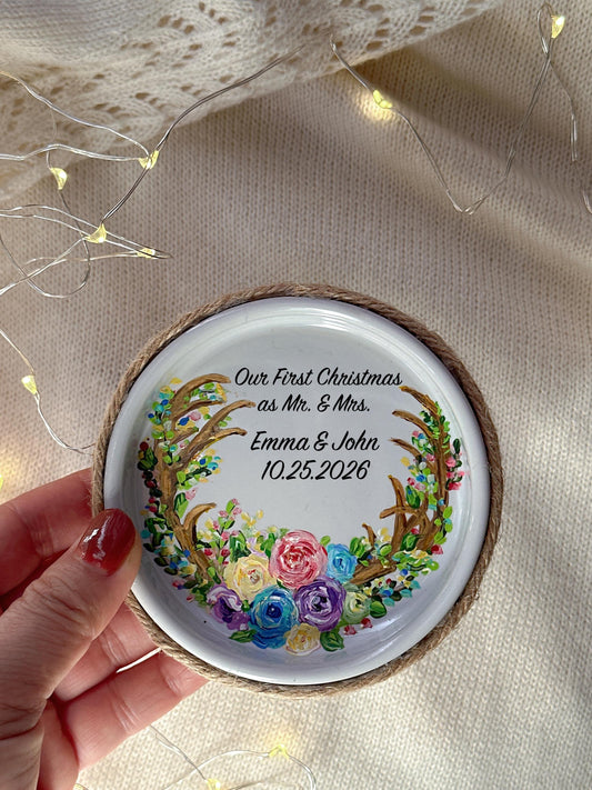Our First Christmas Married Ring Dish, Mr and Mrs Gift for Newlyweds