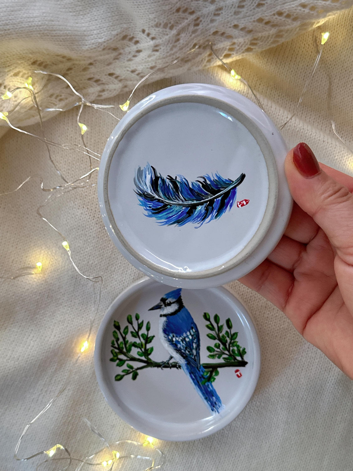 Mr and Mrs Blue Jay Ring Dish, Christmas Present for Newlyweds
