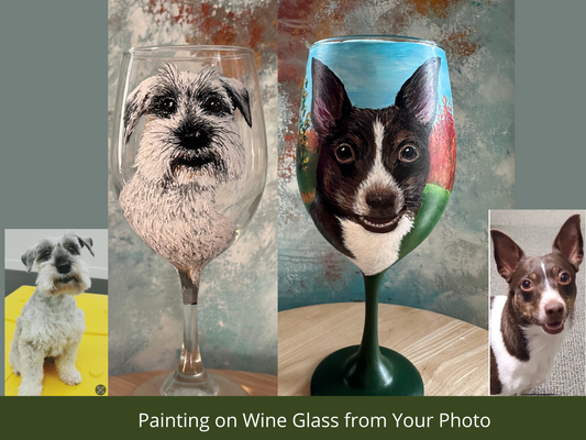 Custom dog Portrait  Wine Glass From Your Photo