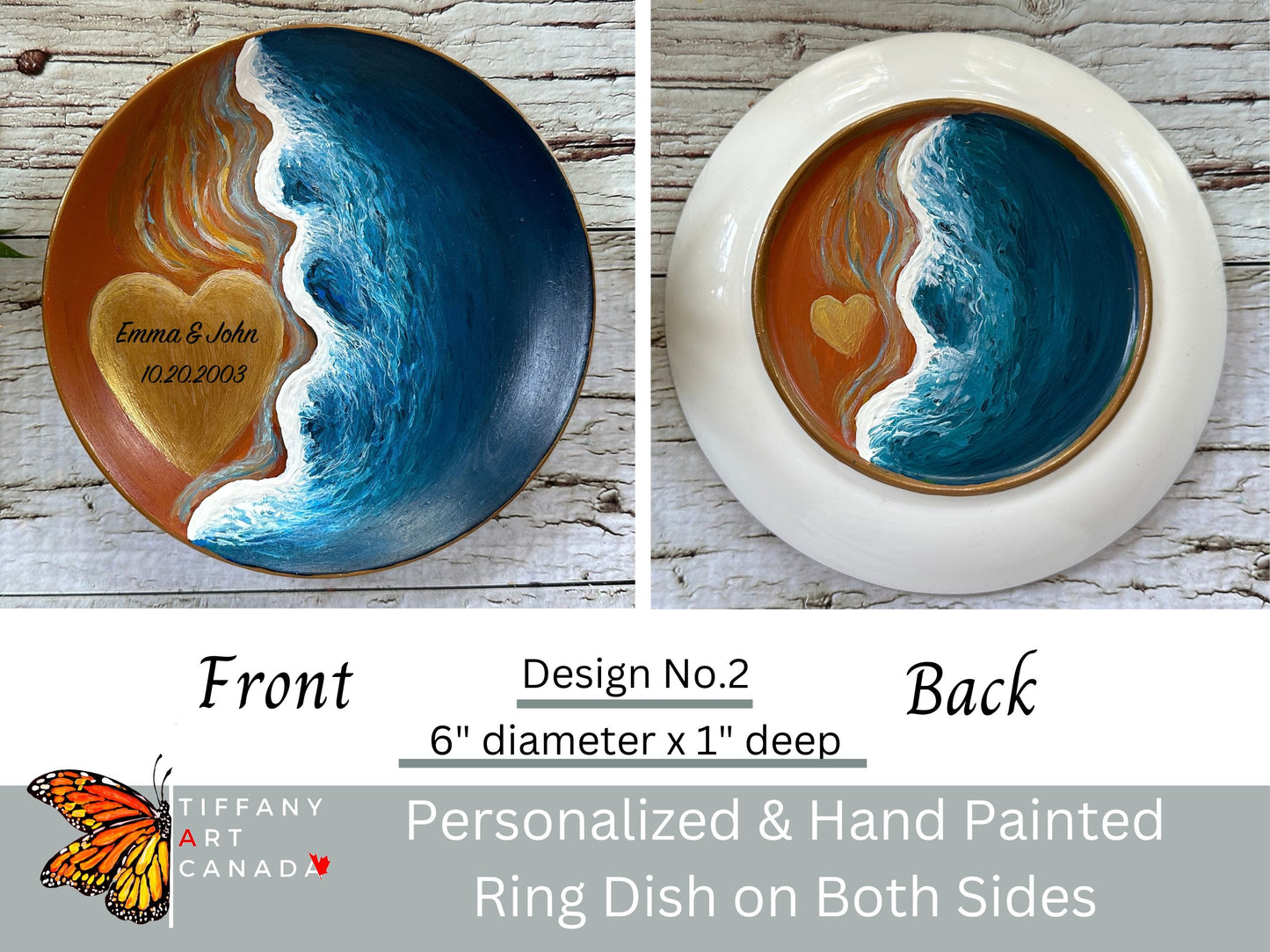 Hand Painted Beach Engagement Ring Dish