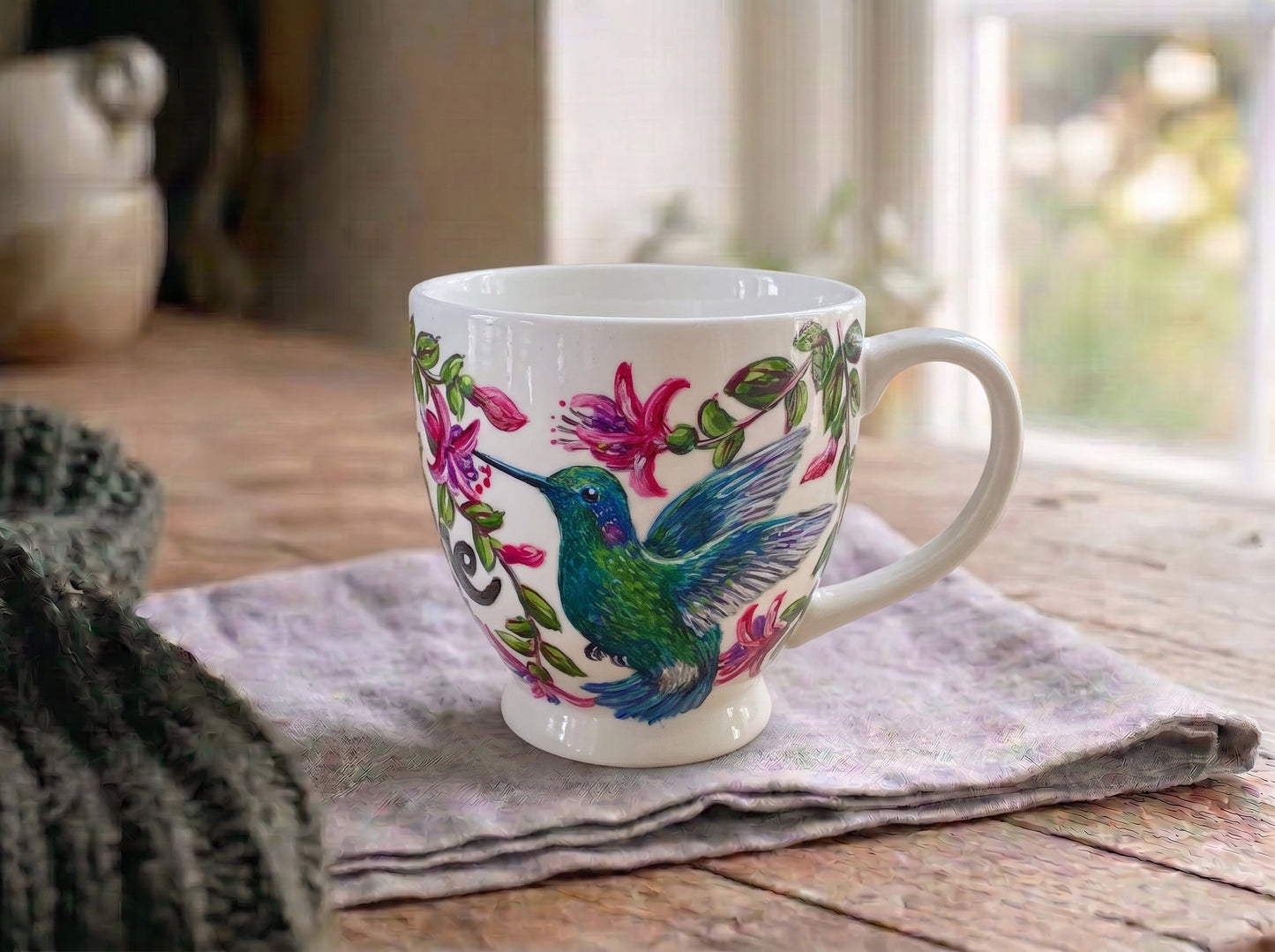 Personalized Bird Coffee Mug: Hand-Painted Hummingbird Gift